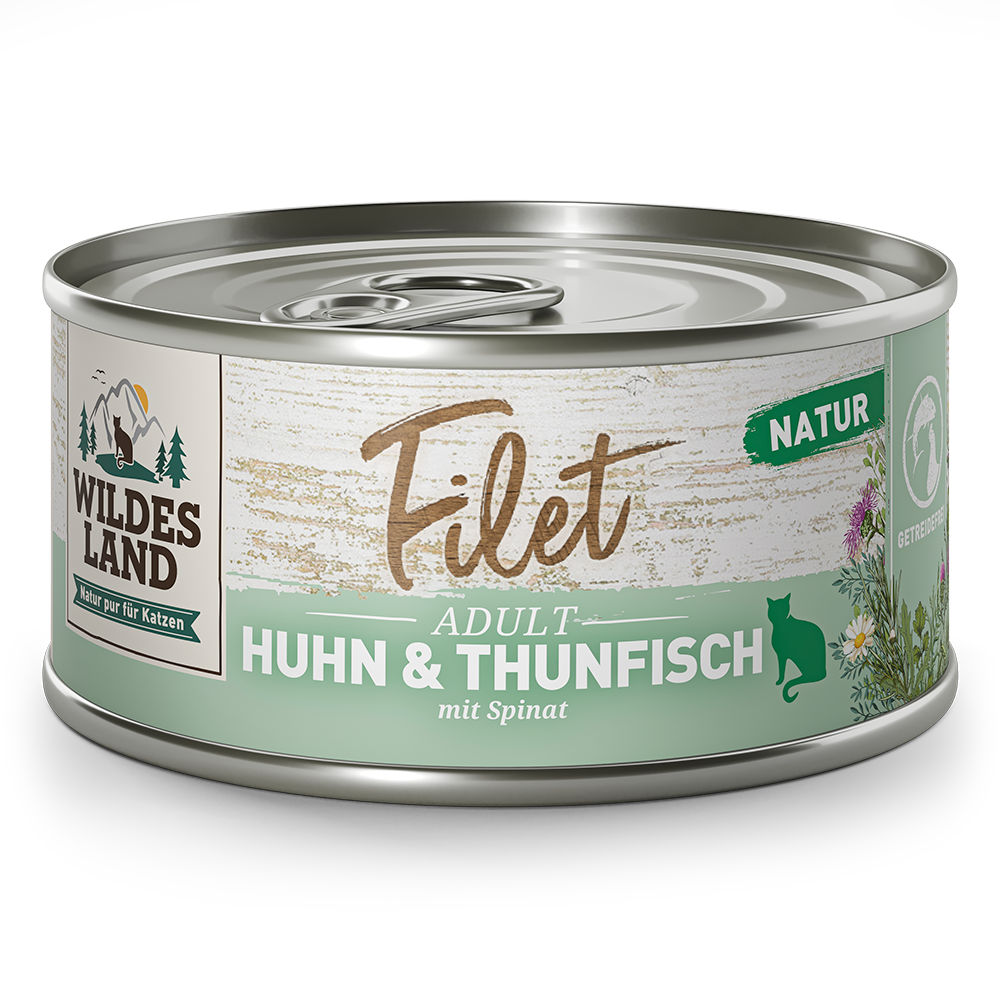 Wildes Land | Huhn & Thunfisch mit Spinat | Filet | 48 x 80 g von Wildes Land