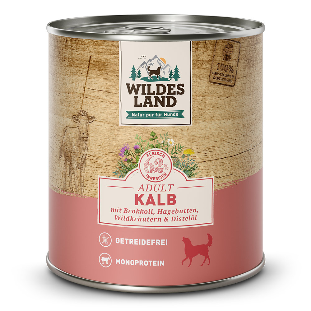 Wildes Land | Kalb mit Brokkoli | Classic Adult | 12 x 800 g von Wildes Land