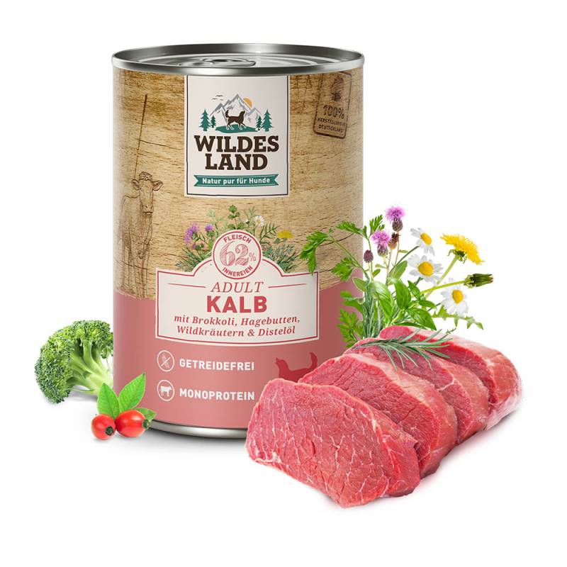 Wildes Land | Kalb mit Brokkoli | Classic Adult | 24 x 400 g von Wildes Land