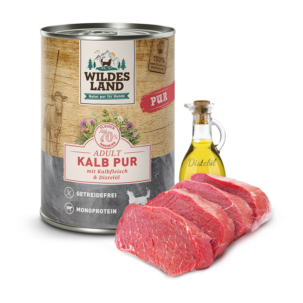 Wildes Land | Kalb mit Distelöl | PUR Adult | 12 x 400 g von Wildes Land