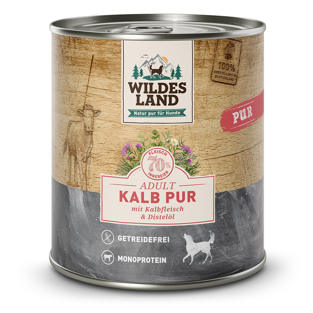 Wildes Land | Kalb mit Distelöl | PUR Adult | 12 x 800 g von Wildes Land