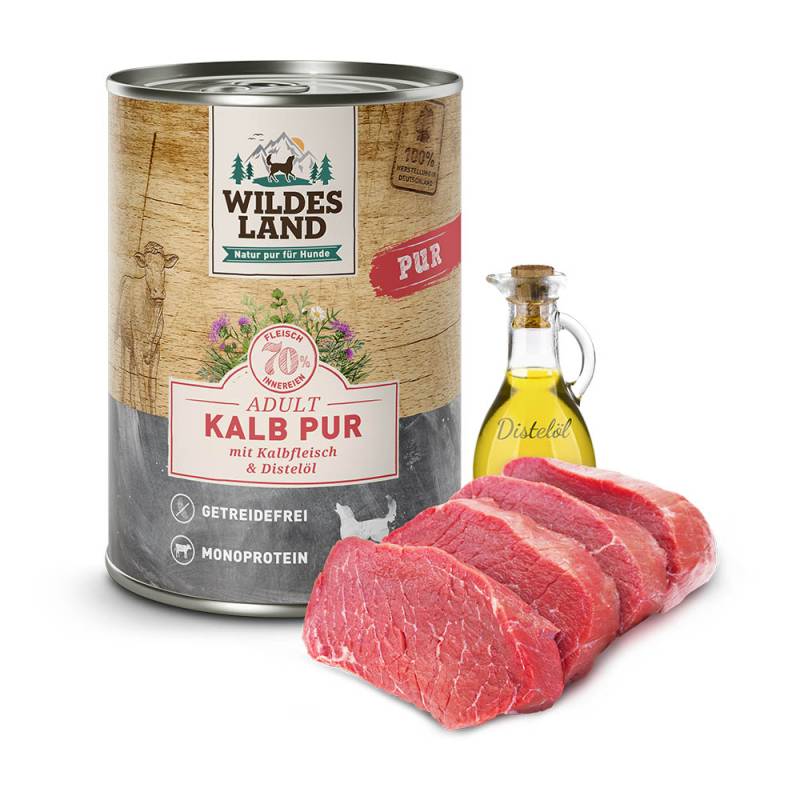 Wildes Land | Kalb mit Distelöl | PUR Adult | 6 x 400 g von Wildes Land