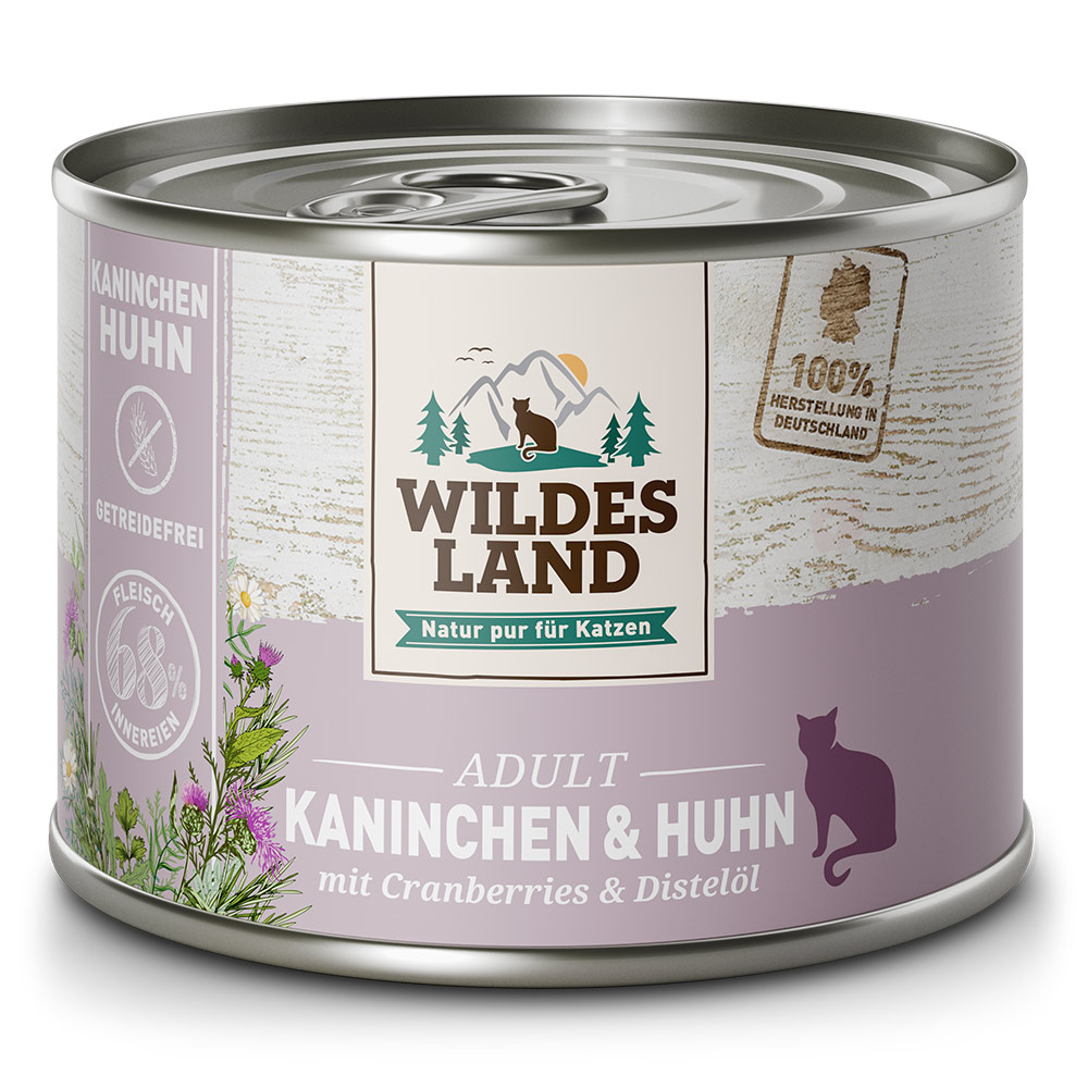 Wildes Land | Kaninchen und Huhn mit Distelöl | Classic Adult | 6 x 200 g von Wildes Land