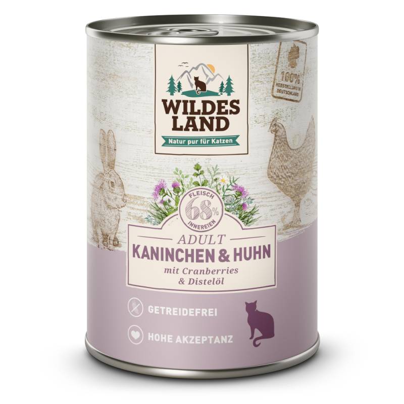 Wildes Land | Kaninchen und Huhn mit Distelöl | Classic Adult | 6 x 400 g von Wildes Land