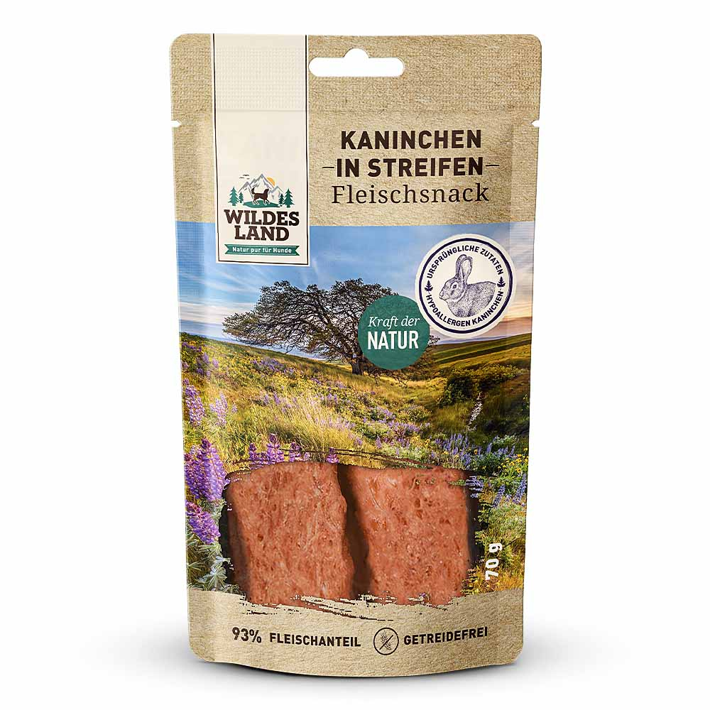 Wildes Land | Kaninchenfleisch in Streifen | Fleischsnacks | 7 x 70 g von Wildes Land