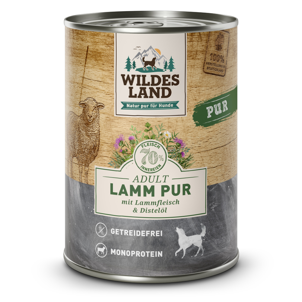 Wildes Land | Lamm mit Distelöl | PUR Adult | 12 x 400 g von Wildes Land