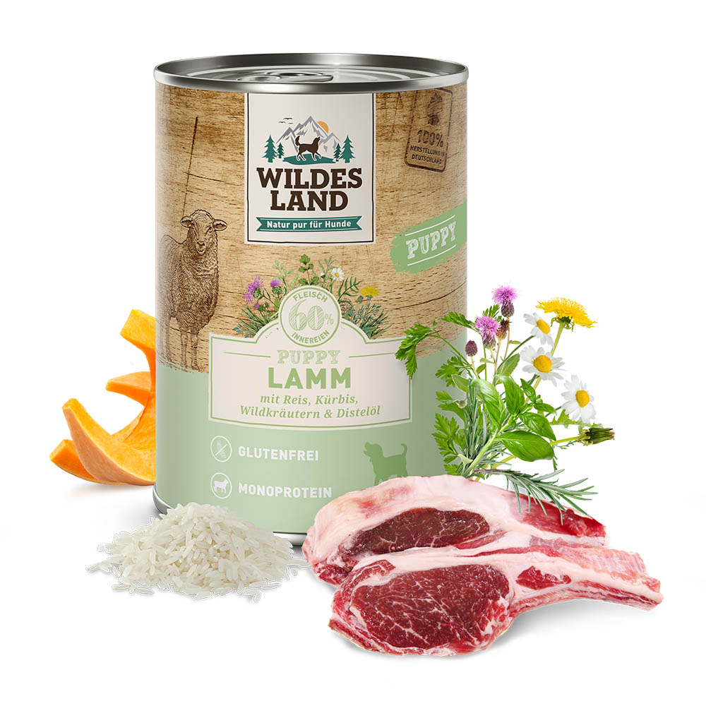 Wildes Land | Lamm mit Reis | Classic Puppy | 12 x 400 g von Wildes Land