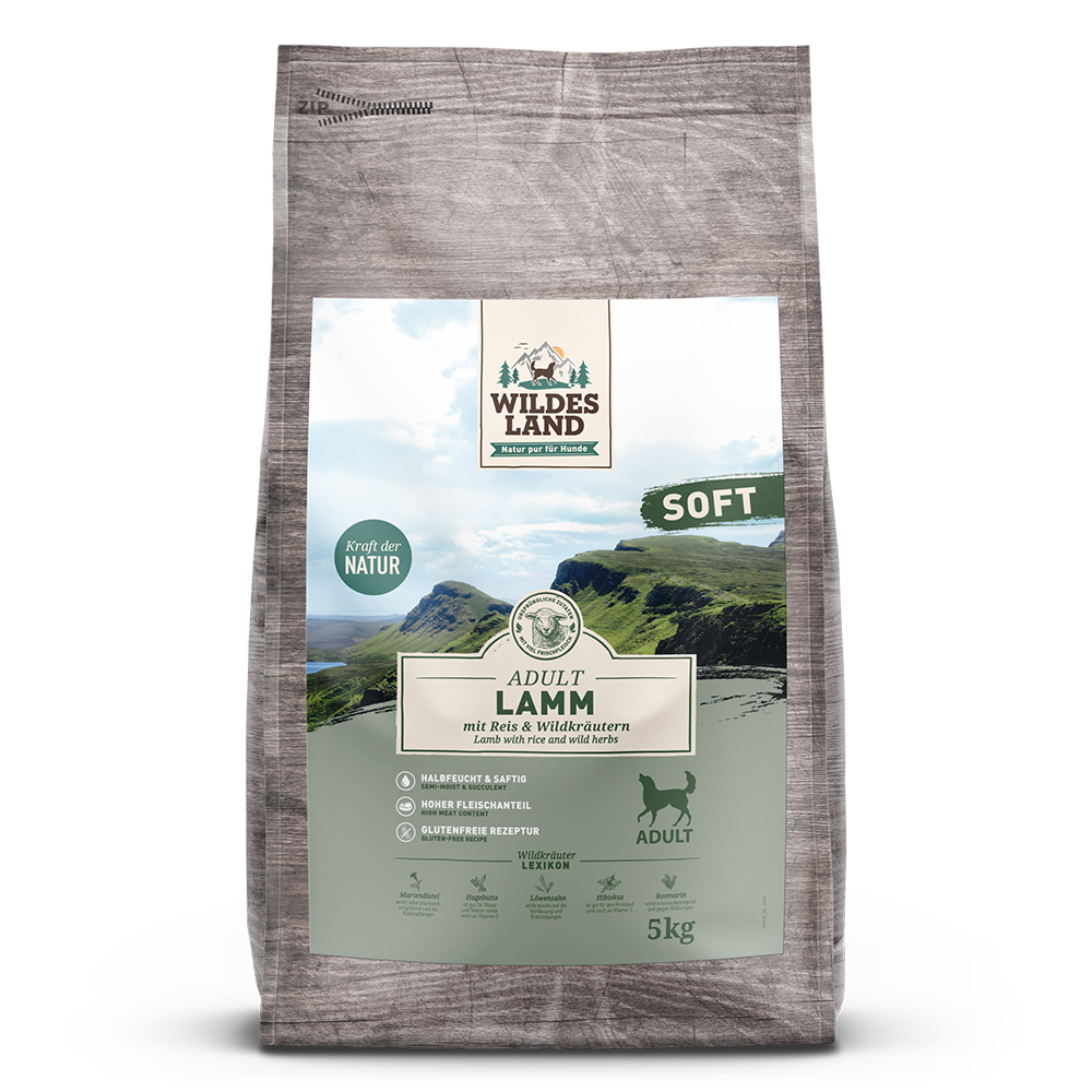 Wildes Land | Lamm mit Reis und Wildkräutern | Soft Adult | 3 x 5 kg von Wildes Land