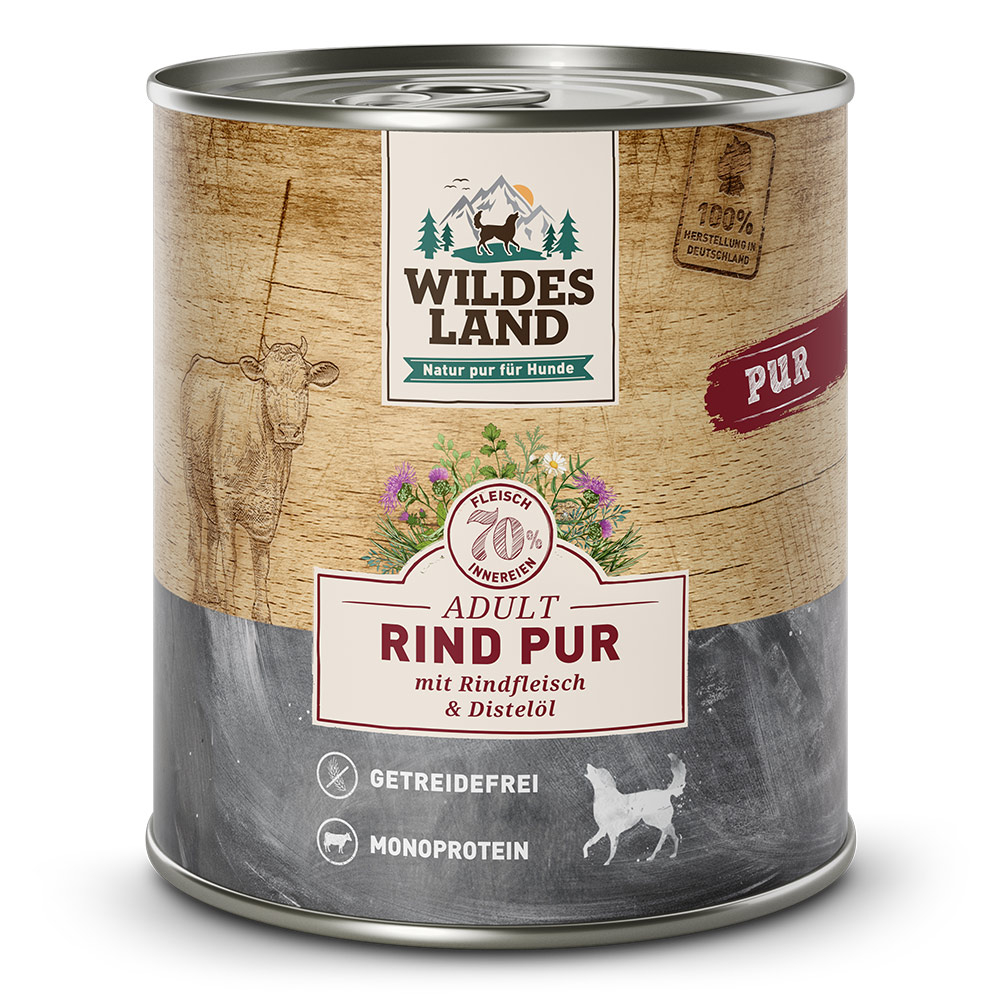 Wildes Land | Rind mit Distelöl | PUR Adult | 12 x 800 g von Wildes Land