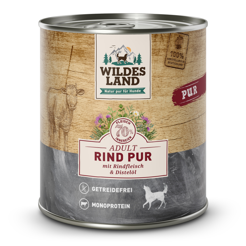 Wildes Land | Rind mit Distelöl | PUR Adult | 12 x 800 g von Wildes Land