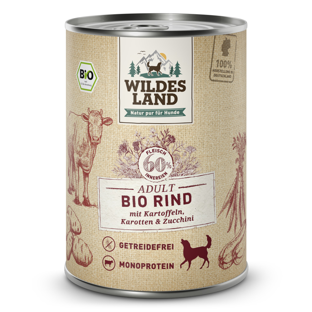 Wildes Land | Rind mit Kartoffel & Karotte | BIO Adult | 24 x 400 g von Wildes Land