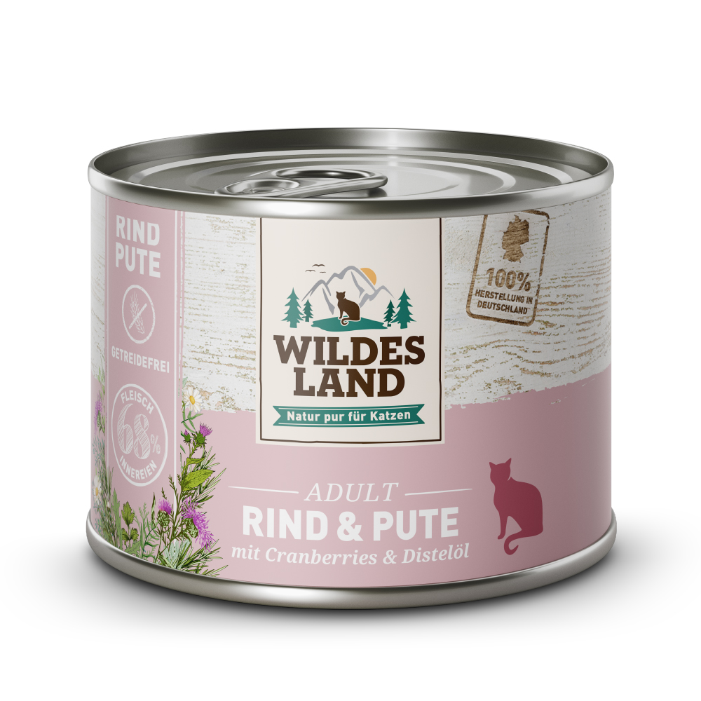 Wildes Land | Rind und Pute mit Distelöl | Classic Adult | 24 x 200 g von Wildes Land