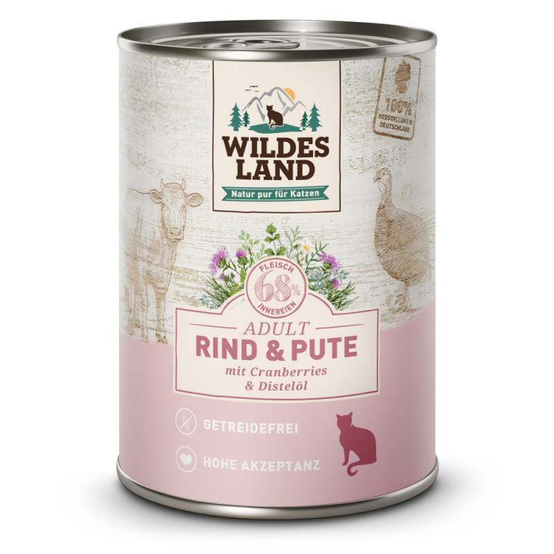 Wildes Land | Rind und Pute mit Distelöl | Classic Adult | 24 x 400 g von Wildes Land