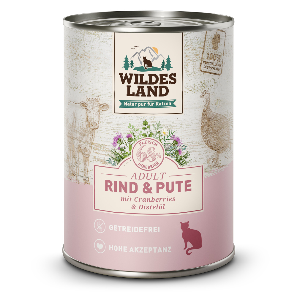 Wildes Land | Rind und Pute mit Distelöl | Classic Adult | 6 x 400 g von Wildes Land