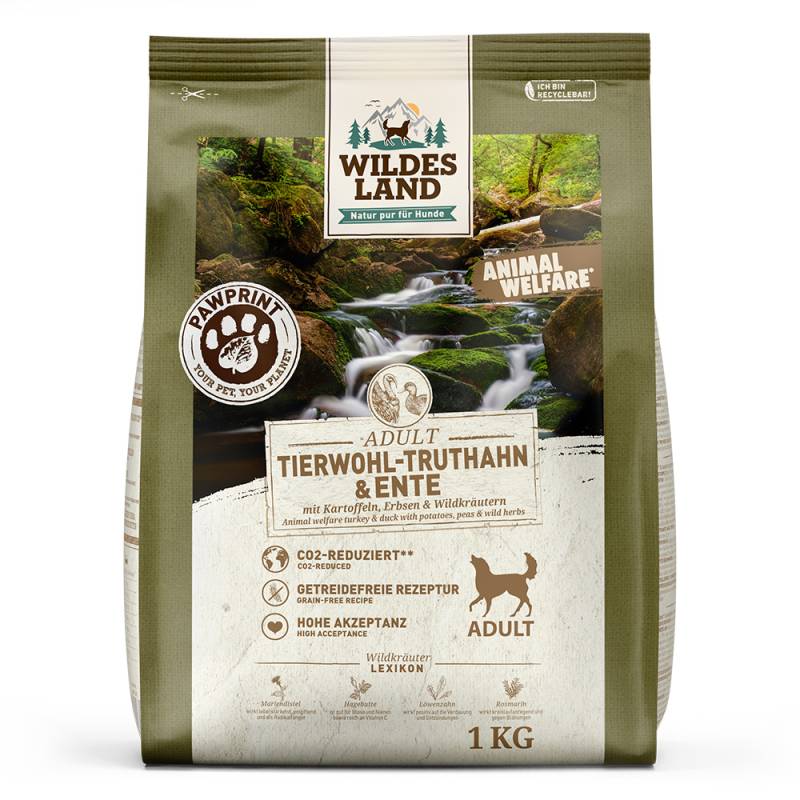 Wildes Land | Tierwohl-Truthahn & Ente | PawPrint Animal Welfare Adult | 1 kg von Wildes Land