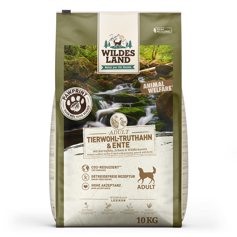 Wildes Land | Tierwohl-Truthahn & Ente | PawPrint Animal Welfare Adult | 2 x 10 kg von Wildes Land