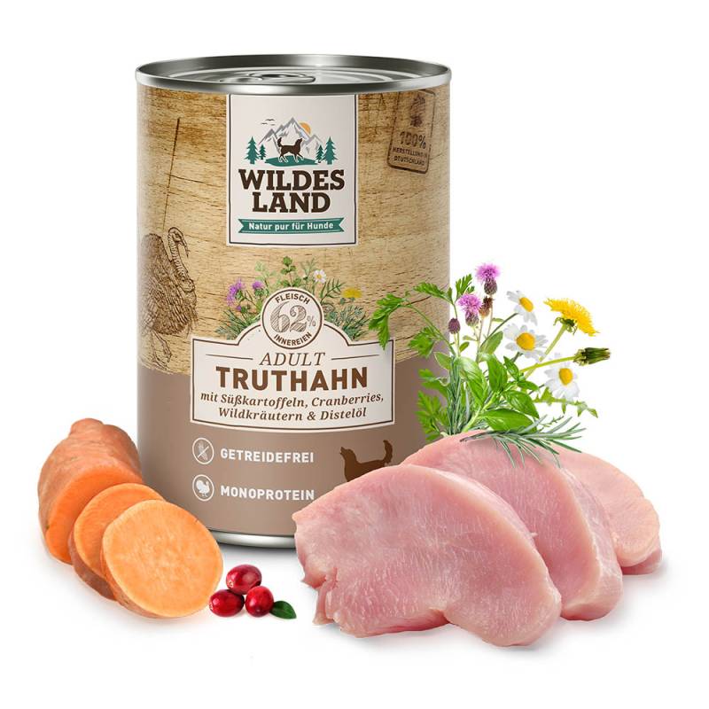 Wildes Land | Truthahn mit Süßkartoffel | Classic Adult | 12 x 400 g von Wildes Land