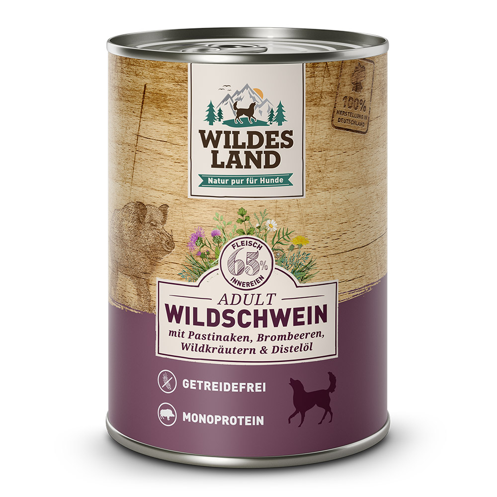 Wildes Land | Wildschwein mit Pastinake | Classic Adult | 12 x 400 g von Wildes Land