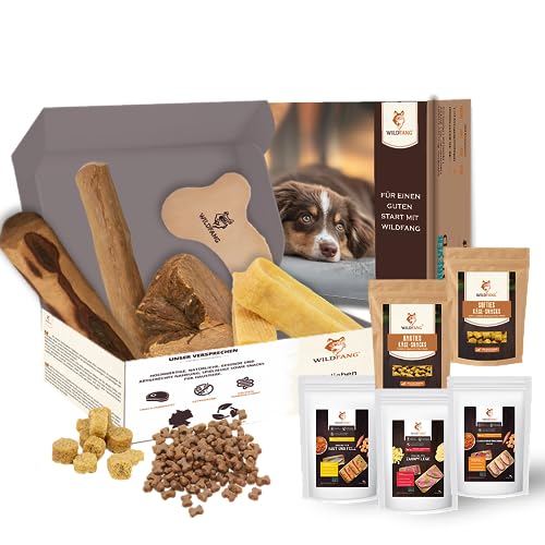 Welpen Paket XXL Willkommen Liebling Welpe - kleine Hunde | Starterset für Welpen, getreidefreie Snacks, Käsesnacks, Lederknochen, Kaustab aus Olivenholz, Kaffeeholz, Yak Cheese, Kauwurzel von Wildfang