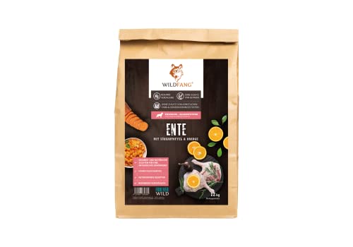 Wildfang® Premium getreidefreies Hundetrockenfutter - Hochwertiges getreidefreies Hundefutter trocken, Protein-Trockenfutter für ausgewachsene Hunde (12 kg, Ente mit Süßkartoffel & Orange) von Wildfang