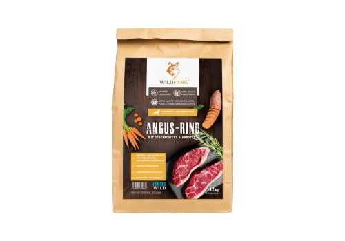 Wildfang® Premium getreidefreies Hundetrockenfutter - Hochwertiges getreidefreies Hundefutter trocken, Protein-Trockenfutter für ausgewachsene Hunde (12 kg, Angus Rind mit_Süßkartoffel & Karotte) von Wildfang