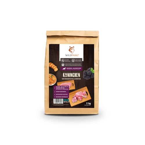 Wildfang® Premium getreidefreies Hundetrockenfutter - Hochwertiges getreidefreies Hundefutter trocken, Protein-Trockenfutter für ausgewachsene Hunde, Trockenfutter für alle Hunde (2 kg, Kaninchen) von Wildfang