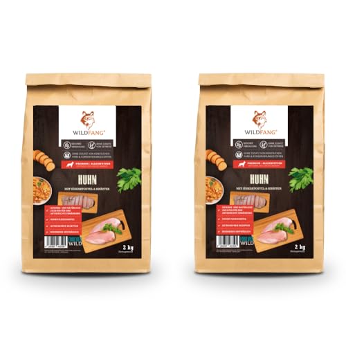 Wildfang® Premium getreidefreies Hundetrockenfutter - Hochwertiges getreidefreies Hundefutter trocken, Protein-Trockenfutter für ausgewachsene Hunde (2X 2 kg, Adult Huhn) von Wildfang