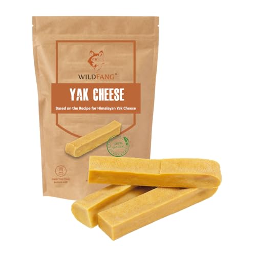 Wildfang® Yak Hartkäse Kaustab dem Himalaya Rezept für Hunde, Kauspielzeug, Langer Kauspaß, geruchlos, Nicht splitternd, alle Hundegrößen und Welpen, Himalaya-Yak-Hundekauknochen - 3 x L von Wildfang