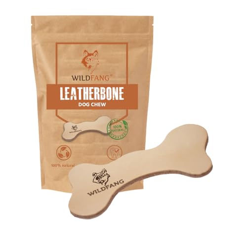 Wildfang® Lederkauknochen für Hunde und Welpen, natürlich gegerbtes Kauspielzeug, 5mm Starkes Fettleder, weiches Hundespielzeug aus Leder, idealer Lederknochen als Kauknochen für Hunde bis 10 kg - S von Wildfang