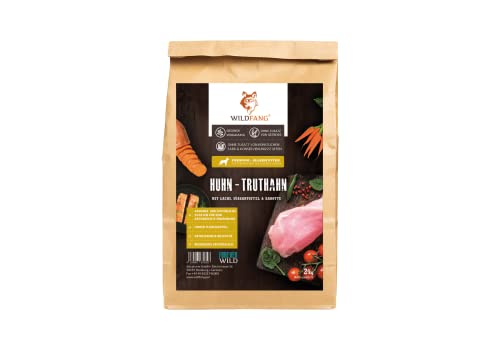 Wildfang® Premium getreidefreies Hundetrockenfutter - Hochwertiges getreidefreies Hundefutter trocken, Protein-Trockenfutter für ausgewachsene Hunde (Huhn mit Truthahn & Lachs, 2kg) von Wildfang