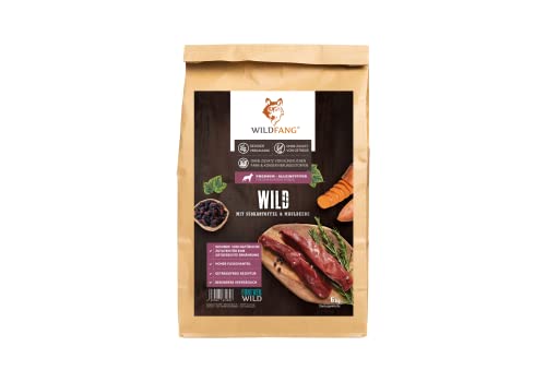 Wildfang® Premium getreidefreies Hundetrockenfutter - Hochwertiges getreidefreies Hundefutter trocken, Protein-Trockenfutter für ausgewachsene Hunde (6 kg, Wild mit Süßkartoffel & Maulbeere) von Wildfang