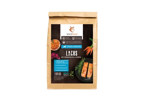 Wildfang® Premium getreidefreies Hundetrockenfutter - Hochwertiges getreidefreies Hundefutter trocken, Protein-Trockenfutter für ausgewachsene Hunde (2 kg, Lachs mit Süßkartoffel Welpen) von Wildfang