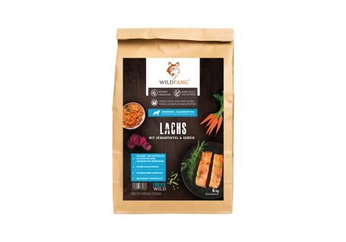 Wildfang® Premium getreidefreies Hundetrockenfutter - Hochwertiges getreidefreies Hundefutter trocken, Protein-Trockenfutter für ausgewachsene Hunde (6 kg, Lachs mit Süßkartoffel Welpen) von Wildfang