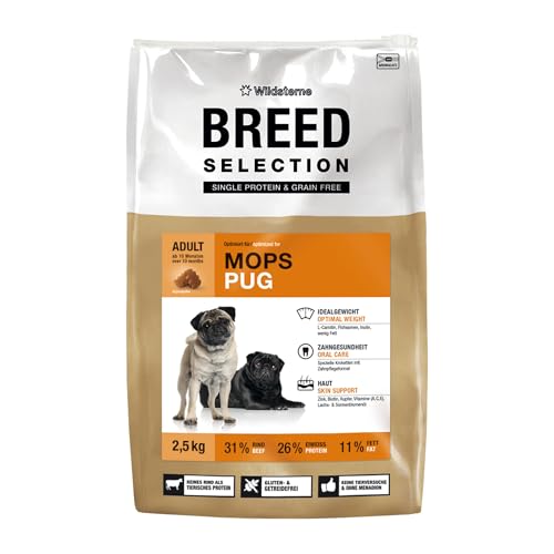 Wildsterne Breed Selection Mops, 2,5 kg | Getreidefreies Trockenfutter | Monoprotein | von Tierärzten entwickelt von Wildsterne