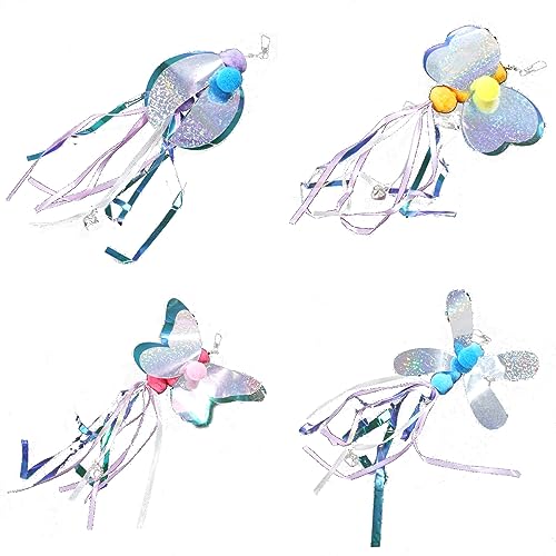 Katzenspielzeug-Zubehör mit Quasten, Ersatzköpfe, Zauberstab-Nachfüller, Katzenspielzeug-Aufsätze, Ersatzaufsätze für Katzenstab-Spielzeug, 4 Stück von Wilgure