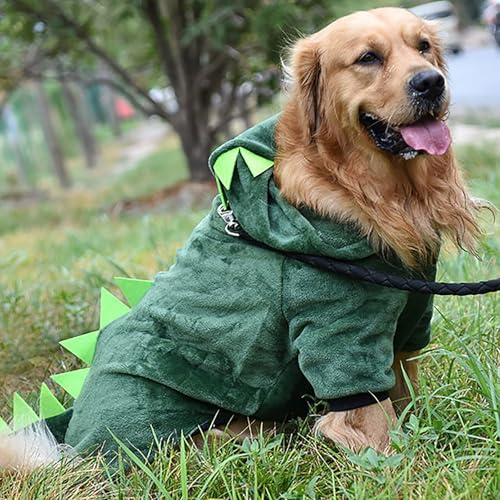 Wilgure Fleece Dinosaurier Kostüm Für Große Hunde Warmer Pullover Overall Für Haustier Halloween Cosplay Kostüm Mottoparty Haustier Outfit von Wilgure