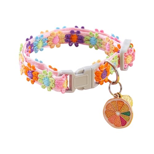 Wilitto Hundehalsband mit Blumenmuster, Glockendekoration, verstellbar, weich, leicht, modisches Kätzchen-Accessoire für den täglichen Gebrauch, Obst von Wilitto