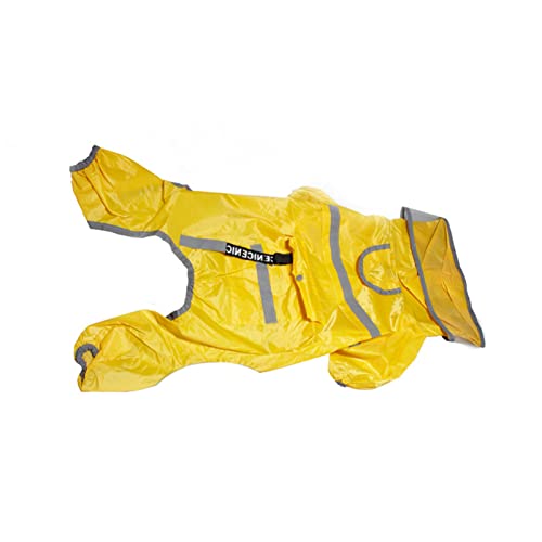 Hunderegenmantel mit transparenter großer Kapuze Krempe, leichte Haustier Hund Regenmäntel wasserdicht mit reflektierendem Streifen, Hundejacke für Welpen/kleine Hunde/mittelgroße Vier Beine Poncho, Mode Hunde Kapuzen Regenmantel Y von Wilitto