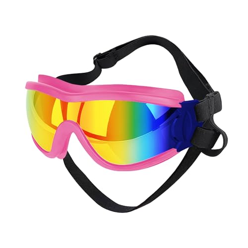 Schneesichere Haustierbrille, staubdicht, für mittelgroße und große Rassen, Sonnenbrille, winddicht, beschlagsicher, UV-Augenschutz, wasserdicht, Brille für Welpen, Rosarot von Wilitto