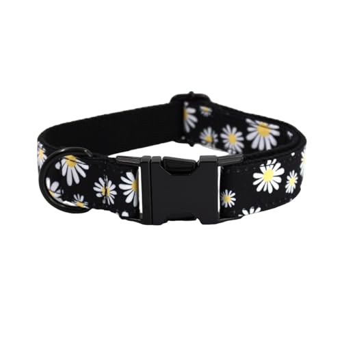 Welpen-Hundehalsband mit D-Ring, verstellbar, niedliche Blume, Haustier-Sicherheitsschnalle für Hunde, langlebig, reißfest, waschbar, geeignet für S, M, S von Wilitto