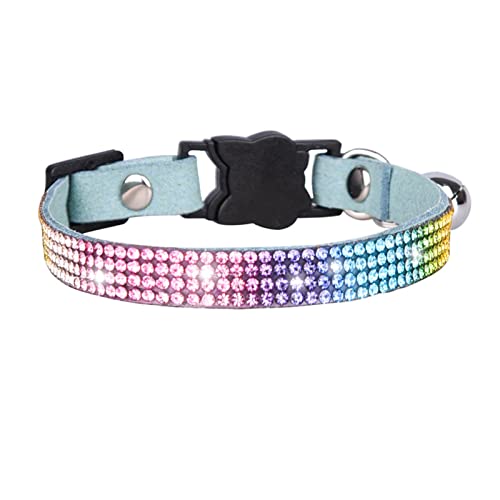 Wilitto Haustier-Halskette mit eingelegtem Strass-Verkleidung, verstellbar, mit Sicherheitsverschluss, für Katzen und Hunde, mit Glöckchen, für Festivals, Hundehalsband von Wilitto