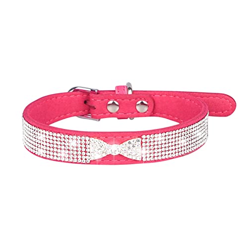 Wilitto Haustier-Hundehalsband, Kunstkristall, Schleifen-Design, verstellbar, eingelegt, Strasssteine, für Festivals, Hunde von Wilitto