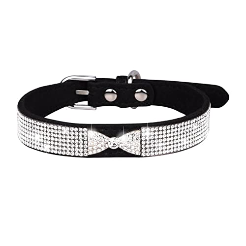 Wilitto Haustier-Hundehalsband aus Kunstkristall, Schleifen-Design, verstellbar, eingelegter Strass, Halsband für Hunde und Festivals, Haustierhalsband von Wilitto