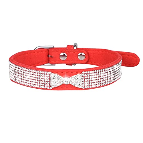 Wilitto Haustier-Hundehalsband aus Kunstkristall, Schleifen-Design, verstellbar, eingelegter Strass, Halsband für Hunde und Festivals, Haustierhalsband von Wilitto