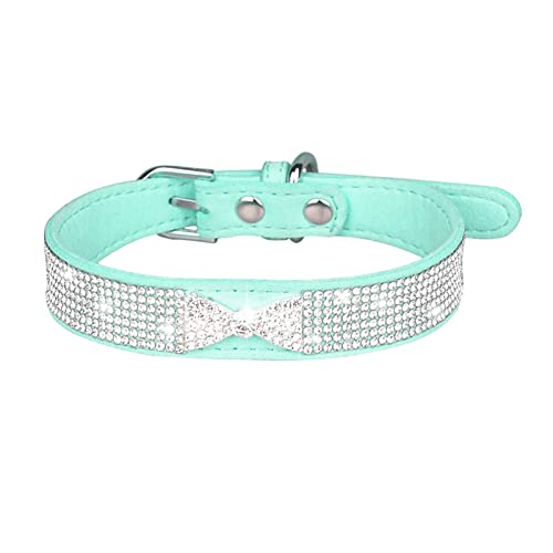 Wilitto Haustier-Hundehalsband aus Kunstkristall, Schleifen-Design, verstellbar, eingelegter Strass, Halsband für Hunde und Festivals, Haustierhalsband von Wilitto