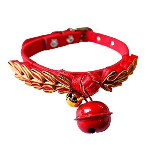 Wilitto Hundehalsband, chinesischer Knoten-Design, dekoratives Polyester, Haustier, Katzen, Hunde, Halsbänder mit Glöckchen für Frühlingsfest, Welpenhalsband, chinesischer Knoten von Wilitto