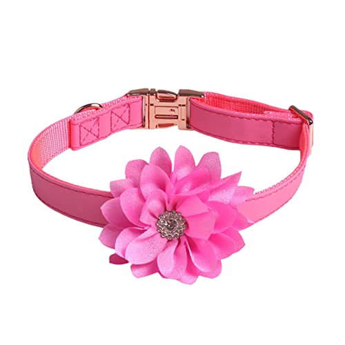 Wilitto Hundehalsband Verstellbare dekorative Strasssteine Rose Dekor Haustier Hund Welpen Halsband Halskette Täglich Kollokation Rose Rot M von Wilitto