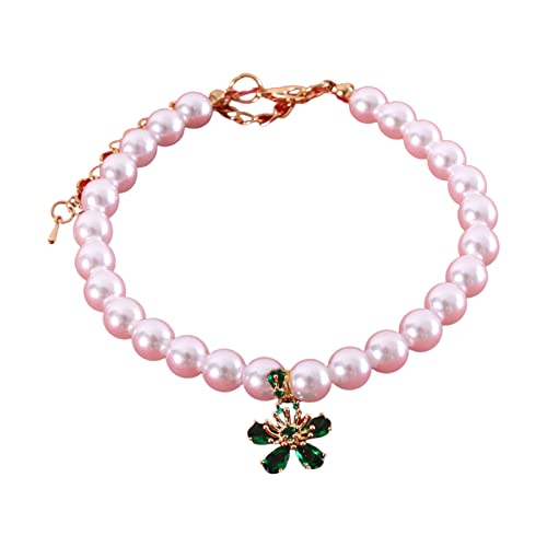 Wilitto Katze Halskette, Attraktives Haustier Halsband, Halsband mit Exquisite Elegante Blume Anhänger, Haustier Katze Fake Pearl Halskette, Bequeme Hundehalsbänder für Kleine, Mittlere und Große Hunde Grün XS von Wilitto