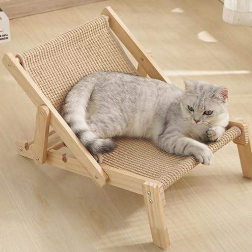 Wilitto Katzen-Sisalstuhl, Sisal-Katzenstuhl, verstellbar, faltbar, Katzenhängematte, Strandstuhl, Kätzchen, erhöhter Katzenstuhl, Bett, gemütlicher Stuhl, Katzenliege für Innenschlaf, Lounge-Möbel, von Wilitto