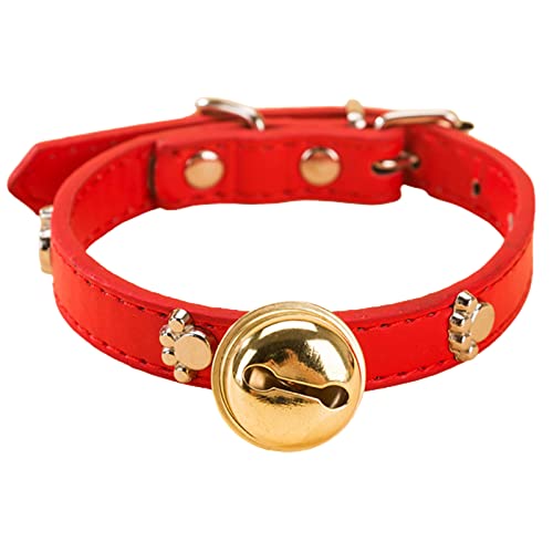 Wilitto Katzenhalsband mit Glocke, Langlebiges Verstellbares Haustierhalsband, Knochenmuster Haustier Katze Hund Glocke Halsband, Bequeme Hundehalsbänder für kleine, mittelgroße und große Hunde, Rot XL von Wilitto